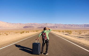 Confused man lost his way in a desert