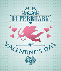 Wall Mural - Card with Valentine's Day in vintage style. Vector illustration.