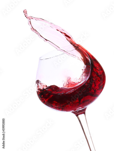 Fototapeta do kuchni Wineglass with red wine, isolated on white