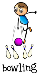 Wall Mural - A stickman bowling