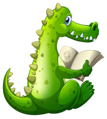 Aufkleber - A crocodile reading