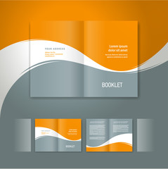 Wall Mural - booklet design template white curve line orange grey