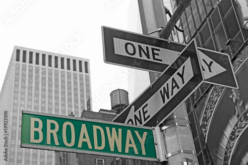 Naklejka na drzwi Street signs for Broadway in NYC.