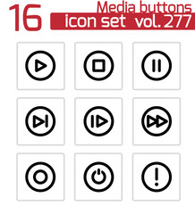 Wall Mural - vector black media buttons icons set
