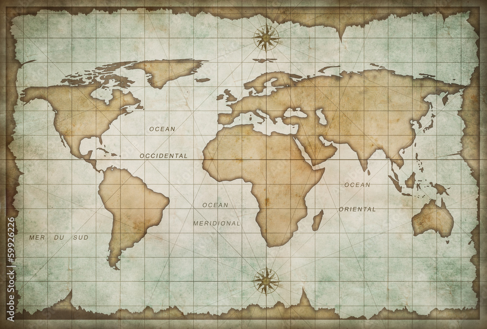 aged treasure map with compass background Stock Photo | Adobe Stock