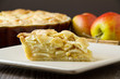 Slice of apple pie, tight and horizontal