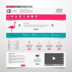 Wall Mural - flat website template in editable vector format