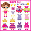 Paper doll princess with a set of clothes.