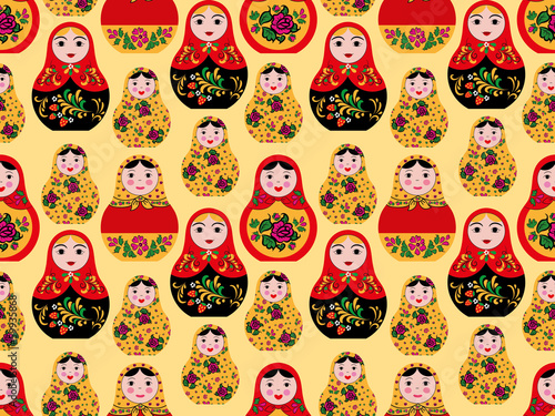 Fototapeta na wymiar Wzór z rosyjskimi laleczkami matrioszka