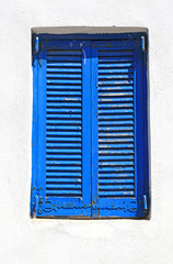 Canvas Print - Vintage blue window with shutter (Greece)