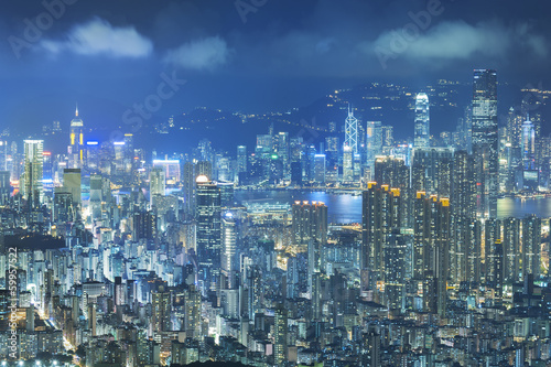 Naklejka samoprzylepna Widok z lotu ptaka Hong kong miasto