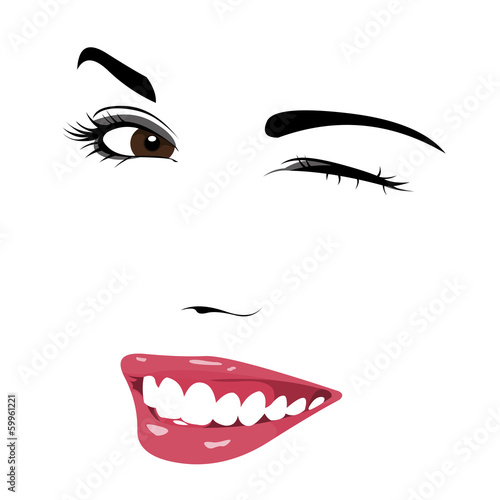 Fototapeta dla dzieci Beautiful girl wink vector.