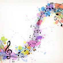 Vector Illustration Of An Abstract Music Background With Notes