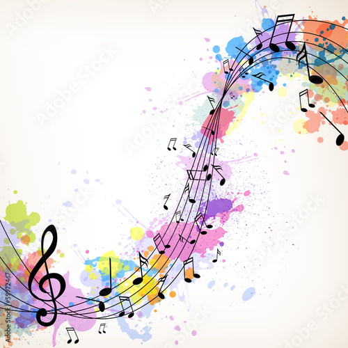 Plakat na zamówienie Vector Illustration of an Abstract Music Background with Notes