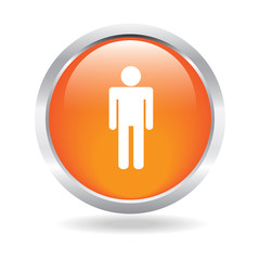 man glossy button with white background