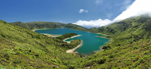 Poster - Lagoon of Fire, Azores - Panorama