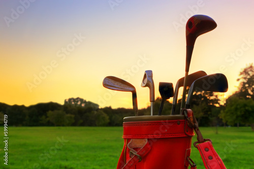 Obraz na płótnie canvas czteroczęściowy "tetraptyk" Sprzęt golfowy. 