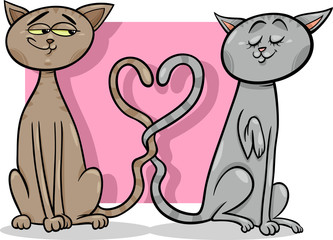 cats in love cartoon illustration