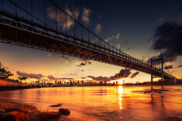 Sunset under Triboro Bridge, NY