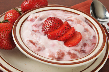 Wall Mural - Greek yogurt with strawberries