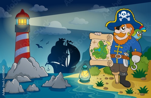 Board z aluminiowym obramowaniem Latarnia morska z motywem piratów 2