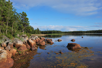 Wall Mural - Tranquil north lake in Solovetsky islands, Russia North