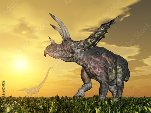 Fotoboard na płycie Pentaceratops dinozaurów