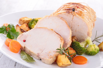 roast pork and vegetables