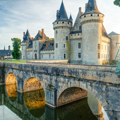 Obraz na płótnie canvas Zamek sully-sur-loire o zachodzie słońca, francja
