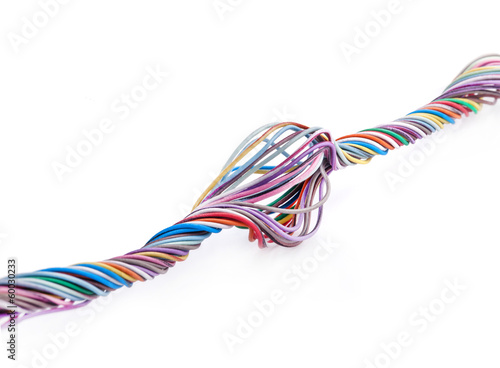 Fotomural Multicolored cable isolated on white background