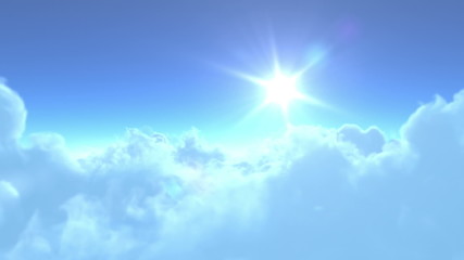 Wall Mural - slowly flight over clouds. seamless loop