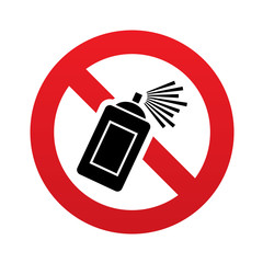 No Graffiti spray sign icon. Aerosol paint symbol