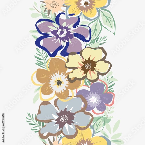 Obraz w ramie Abstract vertical flower seamless pattern background