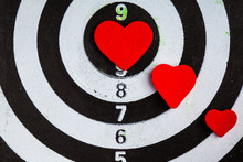 Black White Target With Hearts Bullseye As Love Background