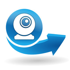 Sticker - webcam sur bouton web bleu