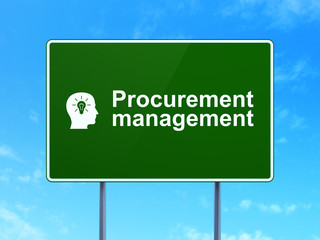 Finance concept: Procurement Management and Head With Light Bulb