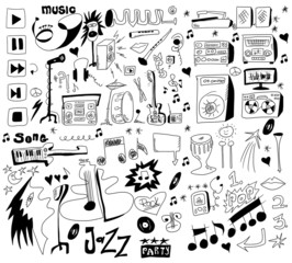 doodles funny music background, design elements