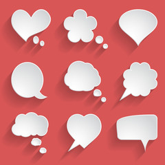 Wall Mural - set of white paper speech bubbles