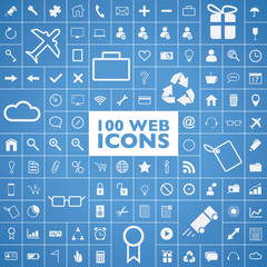 Wall Mural - set of 100 web, internet, office, computer, travel icons vector