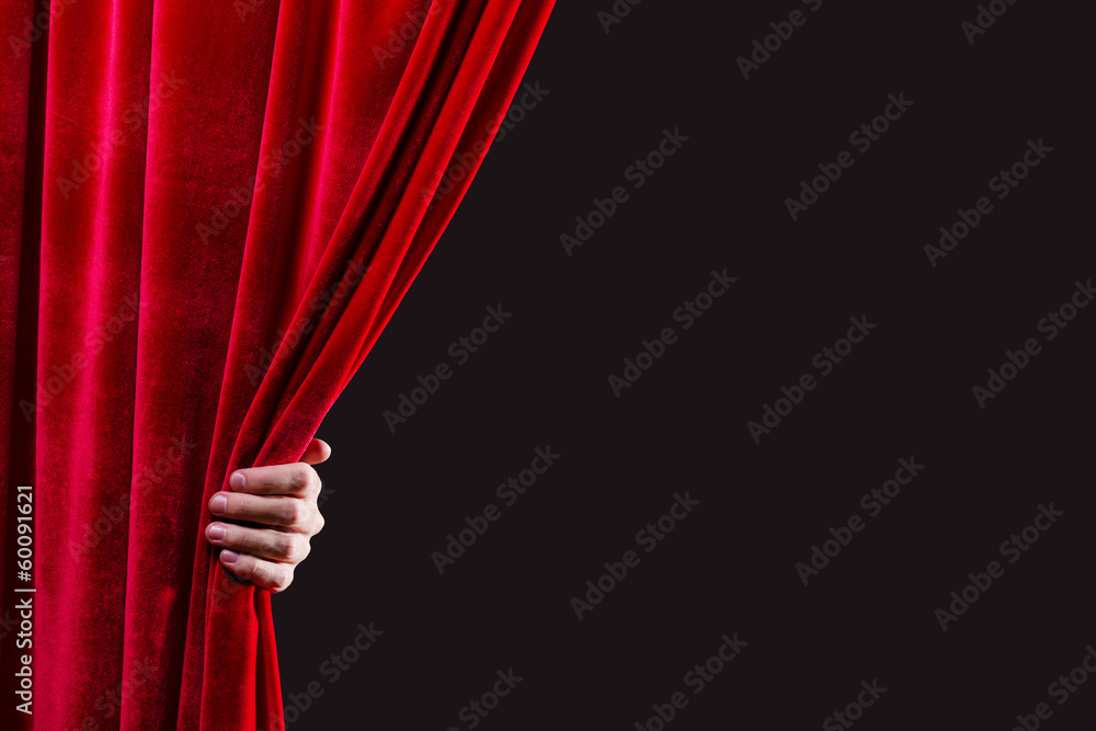 Red curtain - obrazy, fototapety, plakaty 
