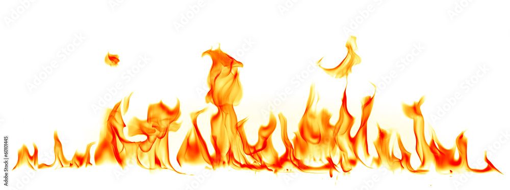 Fire flames isolated on white background - obrazy, fototapety, plakaty 