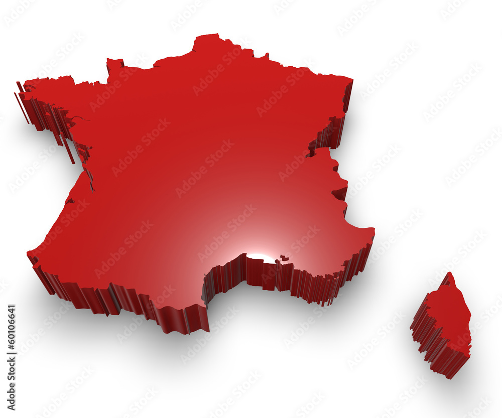 Cartina della Francia in 3d rossa Stock Illustration | Adobe Stock