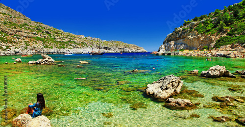 Naklejka samoprzylepna Lazurowe morze Grecji - wyspa Rodos