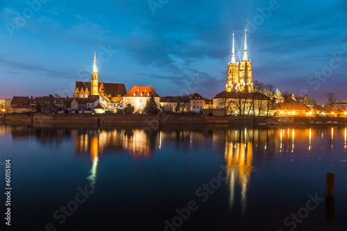 Naklejka samoprzylepna Wyspa katedralna w godzinach wieczornych wrocław, polska