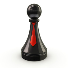 Illustration Of Black Pawn With Red Tie