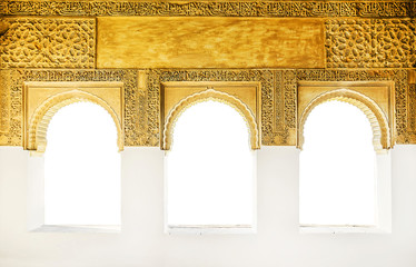 Wall Mural - Windows at the Alhambra isolated on white, Granada, Spain.