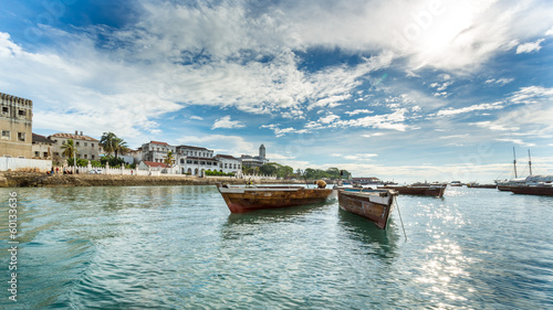 Tapeta ścienna Łodzie na brzegu Zanzibaru