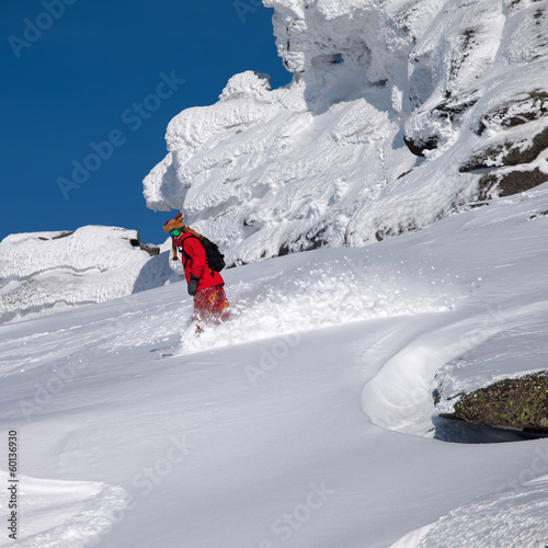 Board z aluminiowym obramowaniem Snowboardzistka robi rzeź strony palców