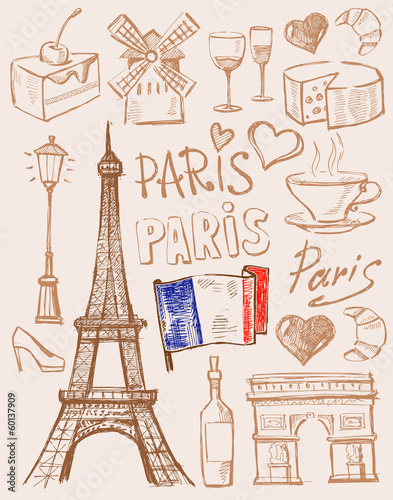 Board z aluminiowym obramowaniem Wektorowa ręka rysująca Paris ilustracja