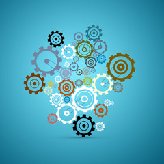 Poster - Abstract Vector Cogs - Gears Set on Blue Background